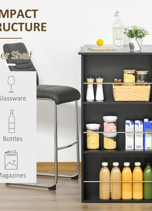 Modern Bar Table Counter Height Dining Table with 3 Storage Shelves for Kitchen, Dining Room, Living Room, Black