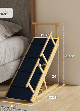 Dog Ramp, Adjustable Height Pet Steps, Foldable Dog Stairs with Non-slip Mat for Small to Large Dogs