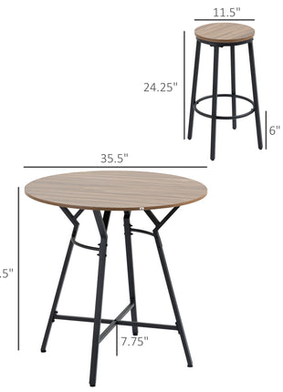 5-Piece Bar Table and Chairs Set, Space Saving Dining Table & 4 Stools