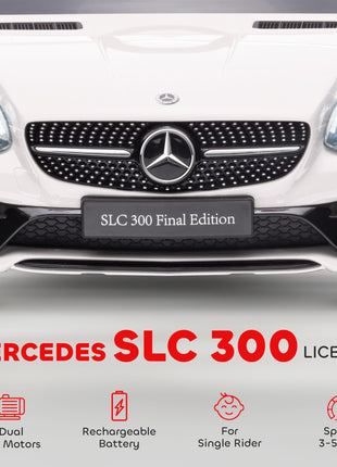 Mercedes SLC 300 Licensed 12V Ride On Car for Kids with Remote Control, 2 Speeds, White