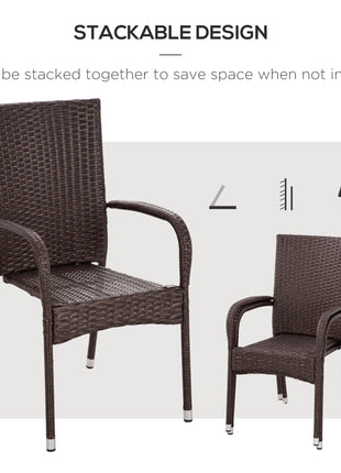 Stackable PE Rattan Outdoor Dining Chairs with Cushion, Patio Wicker Dining Chair with Armrests & Backrest, Blue