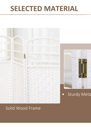4 Panel Folding Room Divider Portable Privacy Screen Wave Fiber Room Partition for Home Office White