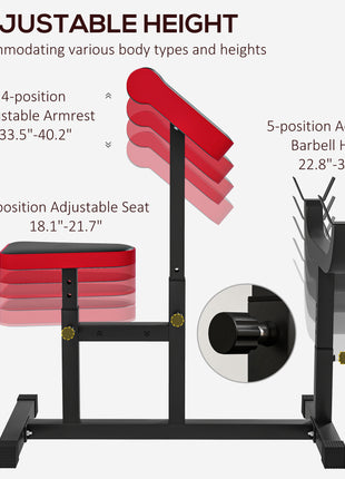 265 LBS Preacher Curl Bench for Strength Training, Adjustable Seated Arm Isolated Barbell Dumbbell Bicep Station, Black