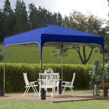 10' x 10' Pop Up Canopy Tent with Wheeled Carry Bag and 4 Sandbags, Instant Sun Shelter, Tents for Parties, Height Adjustable, for Outdoor, Garden, Patio, Blue