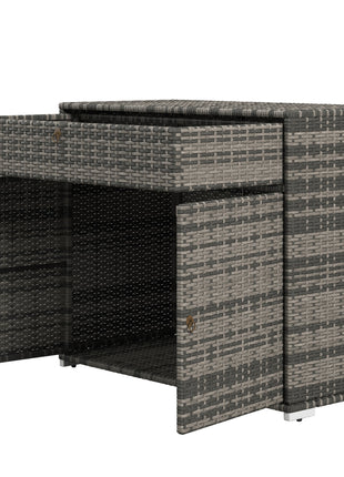 Outdoor Storage Cabinet, Waterproof PE Rattan Cabinet with Drawer for Indoor, Outdoor Swimming Pool, Gray
