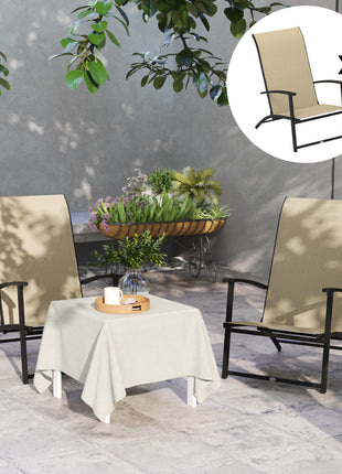 Set of 2 Outdoor Dining Chairs with High Back, Armrests, Folding Patio Chairs for Patio, Lawn, Camping, Beige