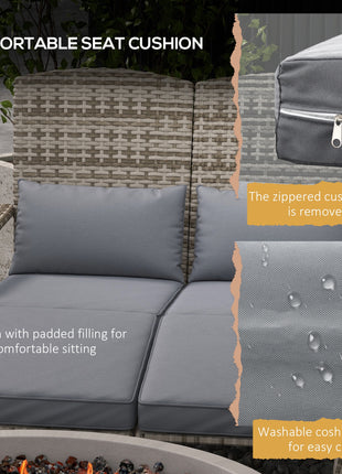 Wicker Adirondack Chair for 2 with Cushions & Footrests, PE Rattan Double Chaise Lounge Chair, Fire Pit Chair for Porch with Wide Armrests, High-back, Gray
