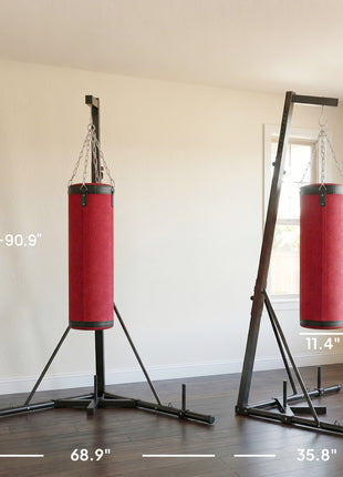 Punching Bag with Stand for Adults, 72.8"-90.9" Height Adjustable Freestanding Boxing Stand with Canvas Sandbag, Red