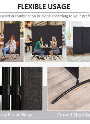 6' 3 Panel Room Divider, Indoor Privacy Screen for Home, Black
