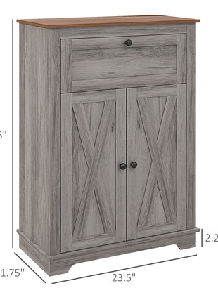 Farmhouse Sideboard Storage Cabinet with Doors and Drawer for Kitchen, Living room, 23.5"x11.75"x34.5", Gray