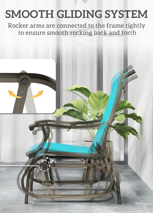 Outdoor Glider Chair Patio Glider Swing Chair with Mesh Seat, Steel Frame for Backyard, Garden, Porch, Blue