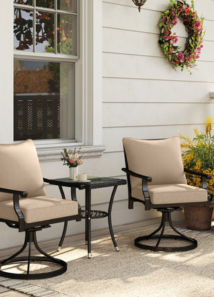 Patio Chair Cushions Set of 2 with Seat & Backrest, Fade Resistant Seat Replacement Cushion Set, Beige