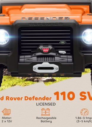 Land Rover Licensed Electric Car for Kids with Remote Control, Dual Motors, Spring Suspension, LED Lights, Orange