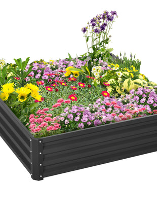 Galvanized Raised Garden Bed, 4' x 4' x 1' Metal Planter Box, for Growing Vegetables, Flowers, Herbs, Succulents, Gray