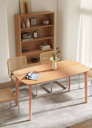 Pine Wood Dining Table for 6, 47" Rustic Rectangular Kitchen Table with Large Tabletop for Dining Room, Natural
