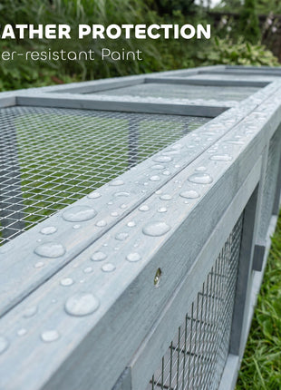 Wooden Cat Run with Weather Protection, Connecting Inside and Outside, 79"L x 15"W x 15"H, Dark Gray