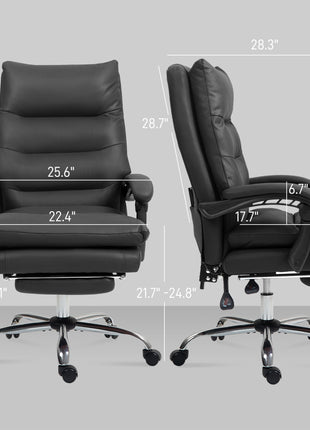 Massage Office Chair with Heat Function, Computer Desk Chair with Footrest Swivel Wheels, Black