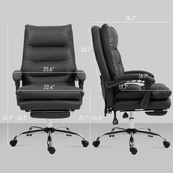 Massage Office Chair with Heat Function, Computer Desk Chair with Footrest Swivel Wheels, Black