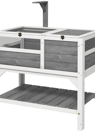 Tortoise Habitat with Shelf Storage Tortoise Gift Accessory with Weather Protection for Indoor, Light Gray