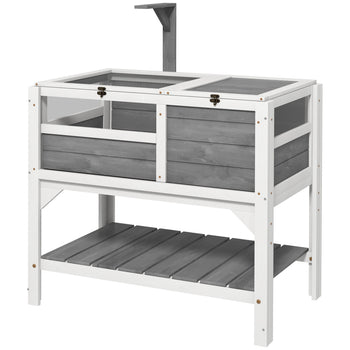 Tortoise Habitat with Shelf Storage Tortoise Gift Accessory with Weather Protection for Indoor, Light Gray