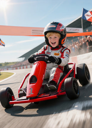 24V Electric Go Kart for Kids, Drift Ride-On Racing Go Kart with 2 Speeds, for Boys Girls Aged 8-12 Years Old, Red