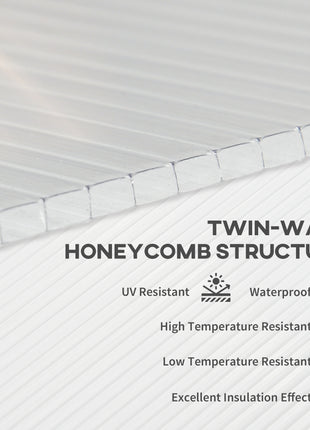 14 Pieces Twin-Wall Polycarbonate Panels Waterproof UV Protected Polycarbonate Greenhouse Panels, 4' x 2' x 0.16", Clear