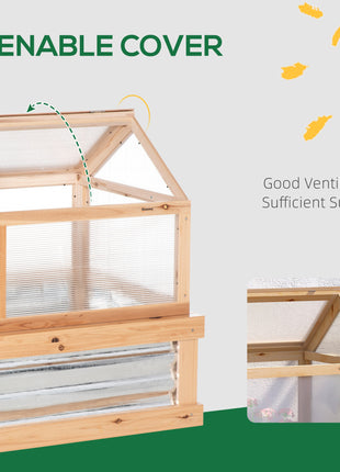 48" x 24" x 32.25" Elevated Planting Beds Garden Wooden Cold Frame Greenhouse Flower Planter Protection Wood