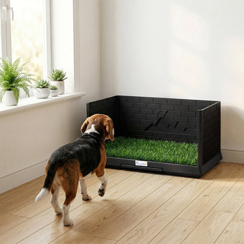 Dog Grass Pad with High Walls and Tray, Indoor Potty Tray for Puppy Training, Pee Pad Holder with Artificial Grass