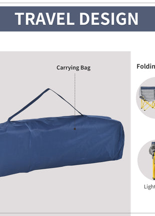 Loveseat Style Camping Chair, Oversized Folding Lawn Chair with Carry Bag & Cup Holders, for Outdoor, Beach, Picnic, Hiking, Travel, Navy Blue & Gray