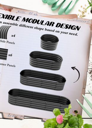 6.4' x 2' x 1' Galvanized Raised Garden Bed Kit, Metal Planter Box with Safety Edging, Dark Gray