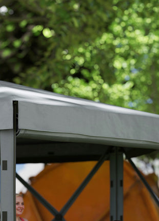 12' x 12' Hexagonal Pop Up Gazebo Canopy Tent with 5 Sidewalls, Outdoor Canopy Shelter with Carry Bag, Dark Gray