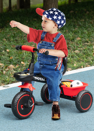 Tricycle for Toddlers Age 2-5 with Adjustable Seat, Toddler Bike with Storage Baskets for Girls and Boys, Red