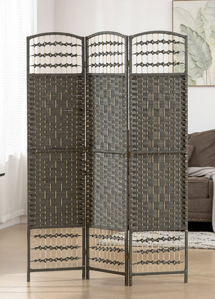 3 Panel Folding Room Divider Portable Privacy Screen Wave Fiber Room Partition for Home Office Dark Gray