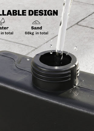 HDPE Material Patio Umbrella Base Weights Sand Filled up to 150 Lb. for Any Offset Umbrella Base | 4-Piece, Water or Sand Filled, All-Weather, Black (Round)