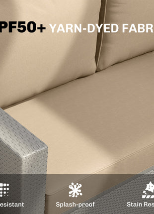 2 Seat Patio Furniture Cushions, 46x26x5 in, Thick Outdoor Loveseat Cushion Set with Removable Cover, Fade-Resistant Replacement Cushions for Outdoor Furniture, Couch, Bench, Swing, Beige