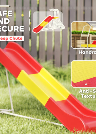 6ft Slide for Kids, Metal Freestanding Playground Equipment with Climbing Ladder, for Backyard, Outdoor, Indoor, Red