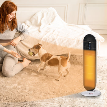 Oscillating Ceramic Tower Indoor Space Heater for Home, Adjustable Thermostat, 24H Timer & Remote Control