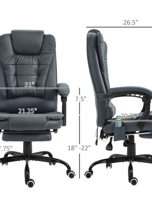 7-Point Vibrating Massage Office Chair High Back Massaging Office Desk Chair with Lumbar Support, Footrest, Blue