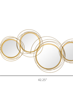 42.25" Circle Mirror for Wall, Modern Metal Wall Art for Living Room, Bedroom and Dining Room, Gold