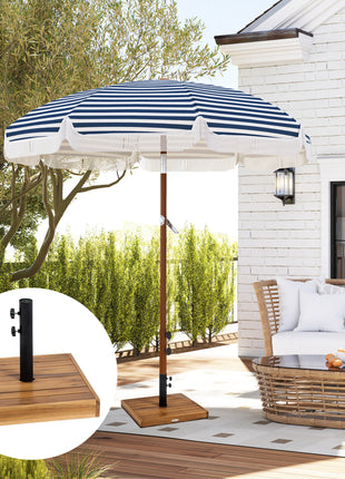 Patio Umbrella Base, 42 lbs. Concrete Heavy Duty Umbrella Base for 1.25/1.5" Poles, Teak