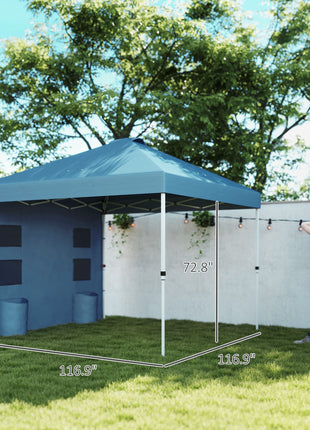 10' x 10' Pop Up Canopy Tent w/ Sidewall, UPF50+ Height Adjustable Instant Sun Shelter w/ Storage Pockets, Sea Blue