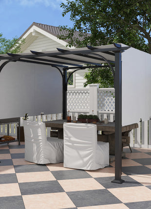 10' x 10' Patio Pergola with Weather-Resistant Steel Frame, Backyard Sun Shade Canopy Cover Shelter for Porch Party, Garden, Grill Gazebo, White