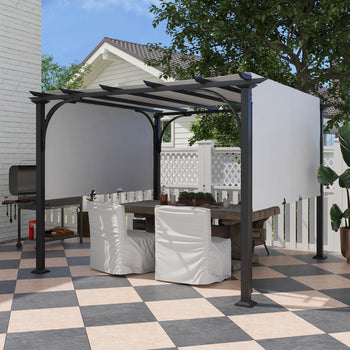 10' x 10' Patio Pergola with Weather-Resistant Steel Frame, Backyard Sun Shade Canopy Cover Shelter for Porch Party, Garden, Grill Gazebo, White