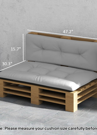 2 Seater Pallet Cushions Outdoor 3.9" Thick Replacement Cushions - Tufted Design for Garden, Patio, Light Gray