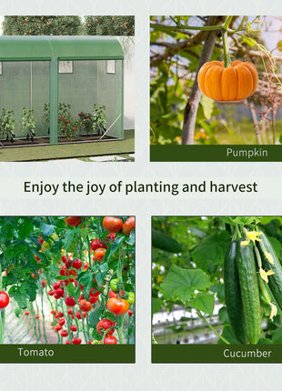 10' x 3' x 7' Walk-in Lean-to Greenhouse, Steel, 4 Zipper Roll-up Windows & 2 Doors, UV Protecting PE Cover for Growing Flowers, Vegetables, Tropical Plants, Saplings, Succulents, Green