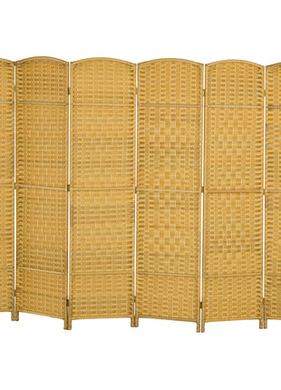 Folding Room Divider Screen 6 Panel 6' Tall Privacy Screen Freestanding Wood Partition for Home Office, Nature Wood