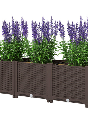 Plastic Raised Garden Bed, 4 x 1 x 1 ft Outdoor Flower Box with Drainage Holes for Vegetables, Herbs, Brown