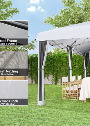 10' x 20' Pop Up Canopy Tent with Netting, Heavy Duty Instant Sun Shelter, Large Tents for Parties with Carry Bag for Outdoor, Garden, Patio, Cream White