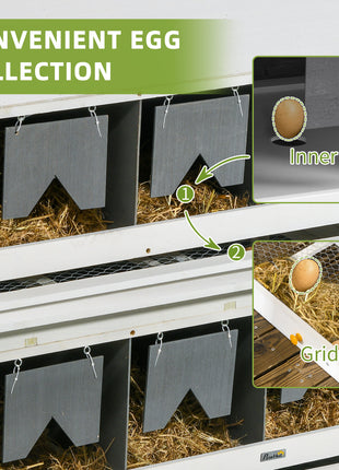 Chicken Nesting Box, 8 Compartment Wood Laying Boxes for Chicken Coop with Egg Collection Trays Perches for 16-32 Hens