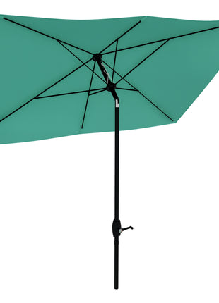 6.5' x 10' Rectangular Market Umbrella, Patio Outdoor Table Umbrella with Crank and Push Button Tilt, Teal